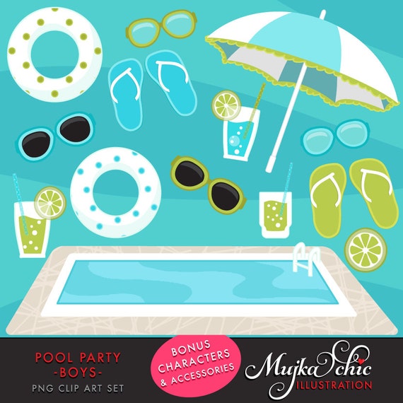 Download Pool Party Clipart for Boys. Little boys with pool party