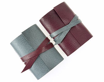 Mini Journal: Maroon & Gray hand made little notebook or sketchbook Father's Day or little birthday gift. Made in England, ships worldwide