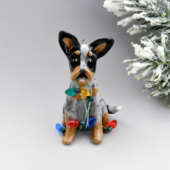 Blue Heeler Dog Christmas Ornament Figurine by TheMagicSleigh