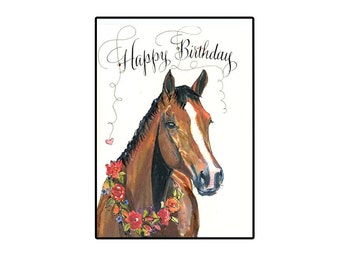 Handmade Birthday Horse Card Bay Horse Birthday Horse with