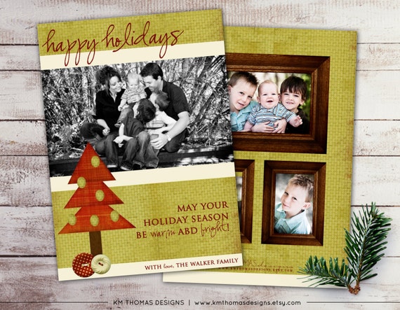 Rustic Christmas Tree Holiday Photo Card - Christmas Photo Card - Printable Holiday Photo Card - Religious Holiday Card - WH103 Il_570xn