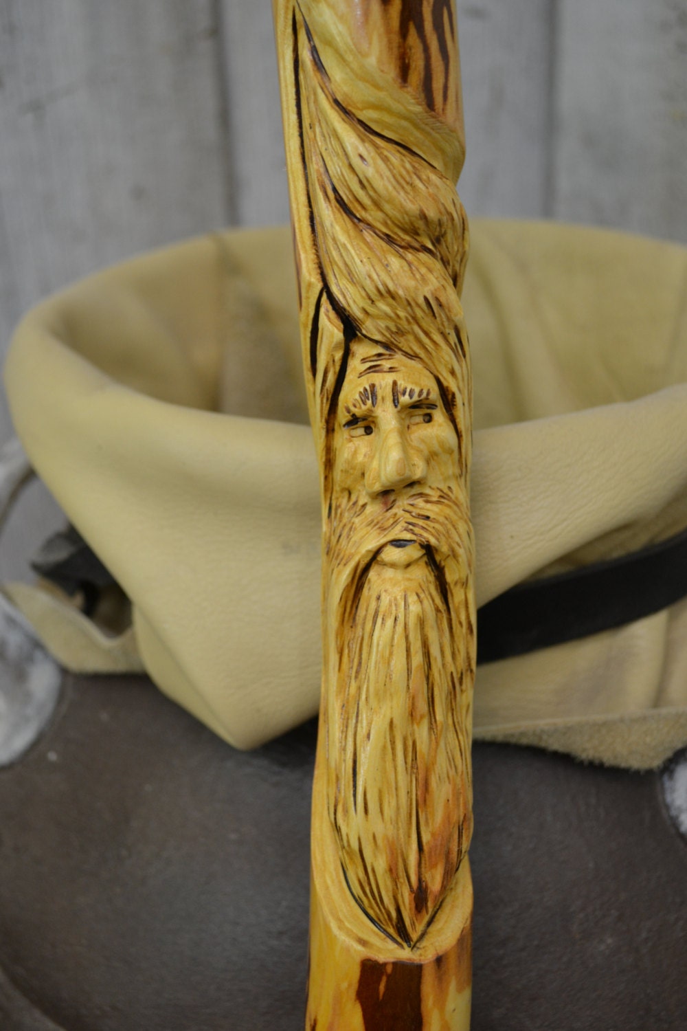 Walking Cane Carved Wood Spirit Face Cane Hand Carved