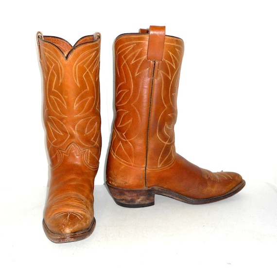 Vintage Distressed Tony Lama Tan Cowboy Boots Mens size 10 D