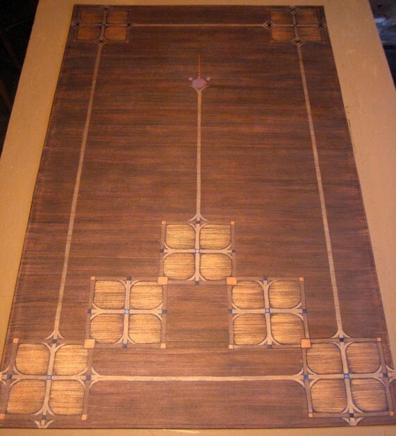 Arts and Crafts Mission style Floorcloth Rug iridescent