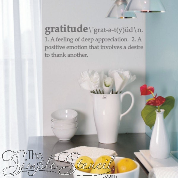gratitude dictionary definition wall decal by TheSimpleStencil
