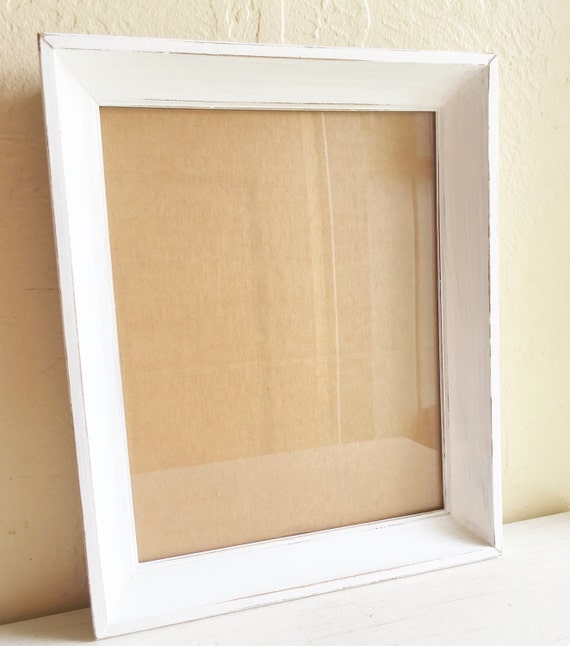 Shabby Chic White Wood Picture Frame 8 x 10 with Glass