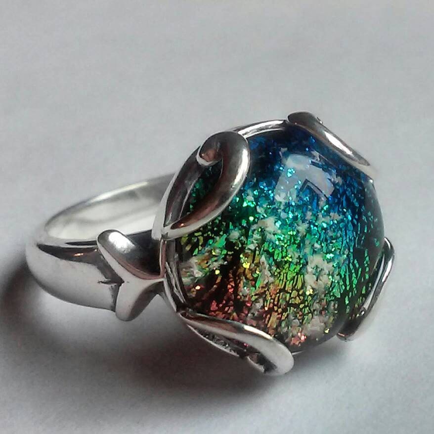 Cremation Jewelry Ring Sterling Silver Ashes by infusionglass