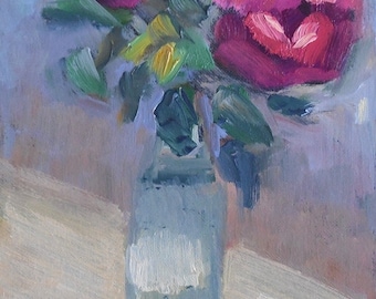 Rose Painting, Daily Painting, Small Oil Painting, "The Last Rose", 6x8" Oil