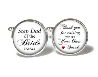 Step Dad of the Bride Cufflinks, Step Dad of the Bride Tie Clip, Wedding Cufflinks, Style 665