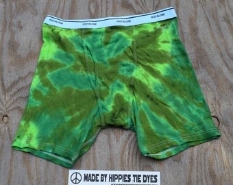 Get Your Greens Tie Dye Men's Underwear (Fruit of the Loom Boxer Briefs Size 3XL) (One of a Kind)