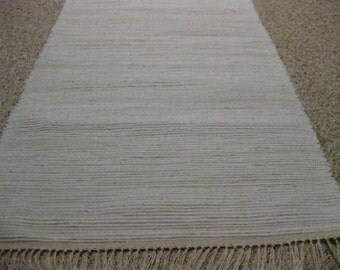 Handwoven Off White Rag Rug 25 x 63 (M)
