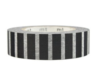 mt Washi Masking Tape - Black & White Piano Stripes (15m roll)