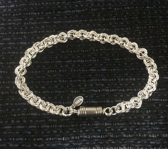 Spiral Mobius chainmaille sterling silver bracelet