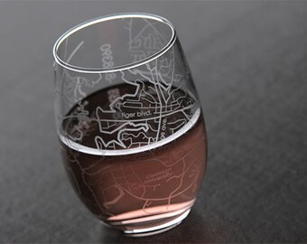 Clemson - Clemson University - College Town Map Stemless Wine Glass