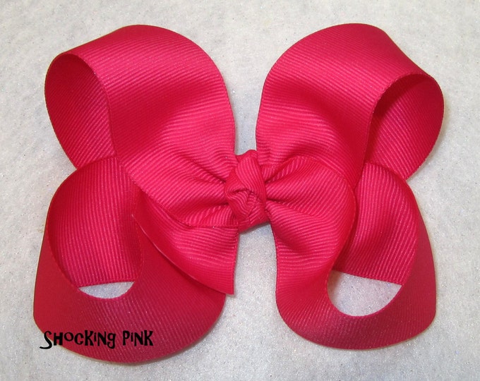 Pink Hair Bow, Girls Hairbows, Big Bows, Large Hair Bow, Classic Hairbows, Shocking Pink Bow, Toddler Bow, 4 5 inch Bows, Boutique Bow, 45G
