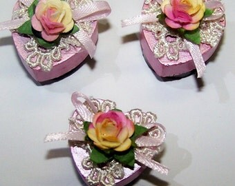 Rose, Magnets, Shabby Chic, Pink Rose, Yellow Rose, Kitchen Decor, Office Decor, Home Decor, Lace, Ribbon, Bow, Gifts for Her, Free Shipping