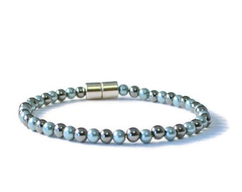 Black & Teal Magnetic Hematite Bracelet for Arthritis Pain Relief