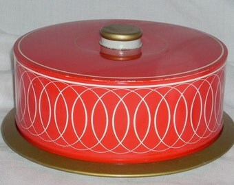 Mid Century Modern Red Cake Dessert Pastry Tin