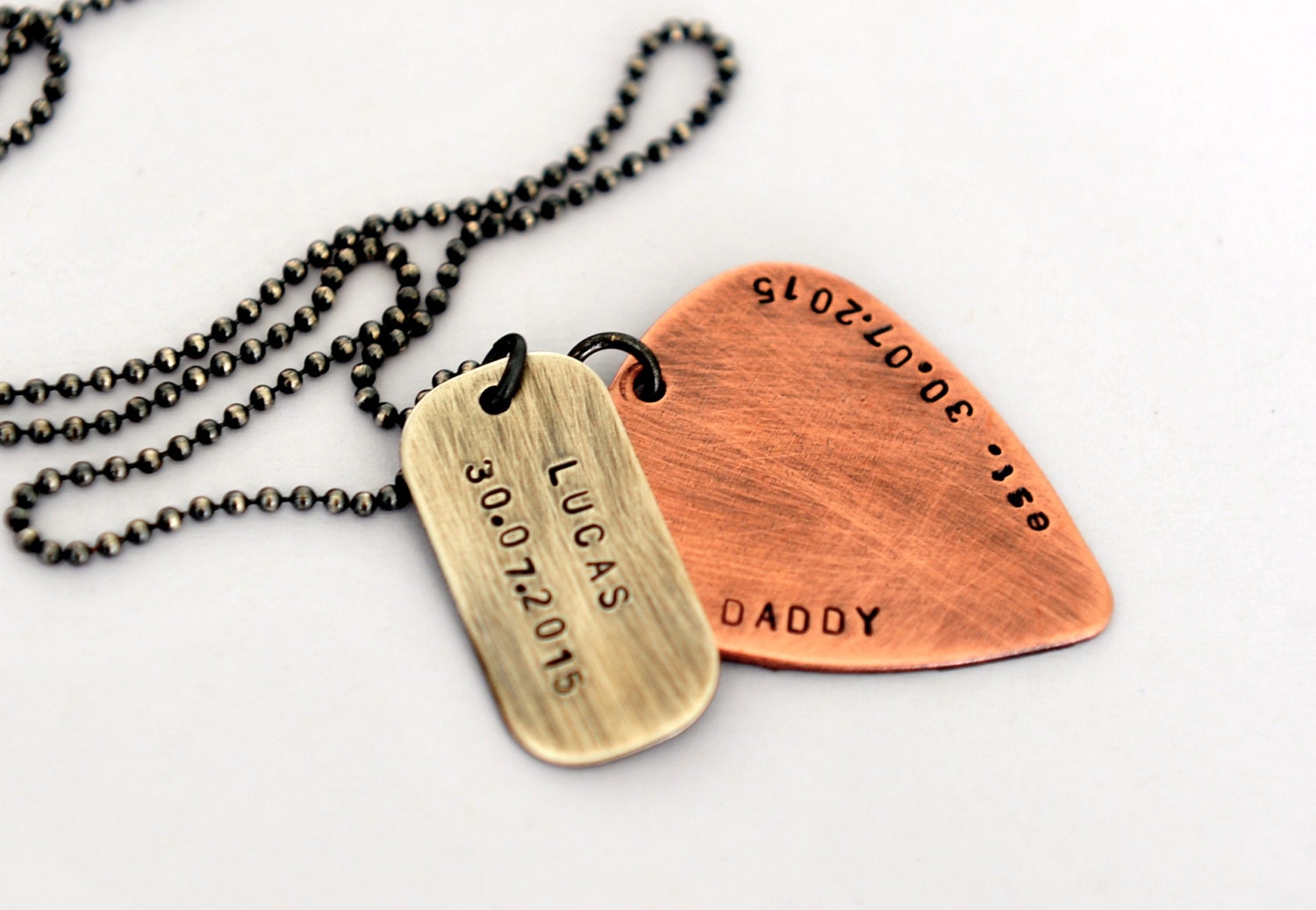 Guitar Pick Necklace Copper Guitar Pick Rustic Mens Necklace