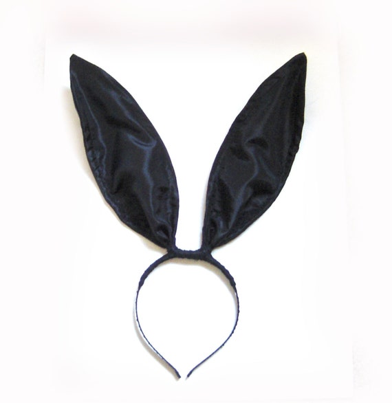 Shop by category Rabbit Ears Headband ~ Black with ivory inner ears Ears are made of black fluffy minky and smooth plush ivory fabric and securely sewn to a comfortable and flexible ribbon wrapped metal headband ~ a suitable fit for school age children and adults.