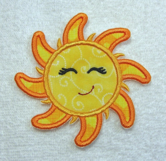 Sun Face Applique Fabric Embroidered Iron On Applique Patch
