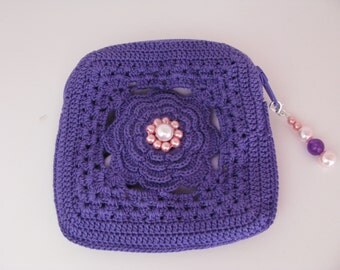 Petite Rose Pouch in Violet / Fully lined