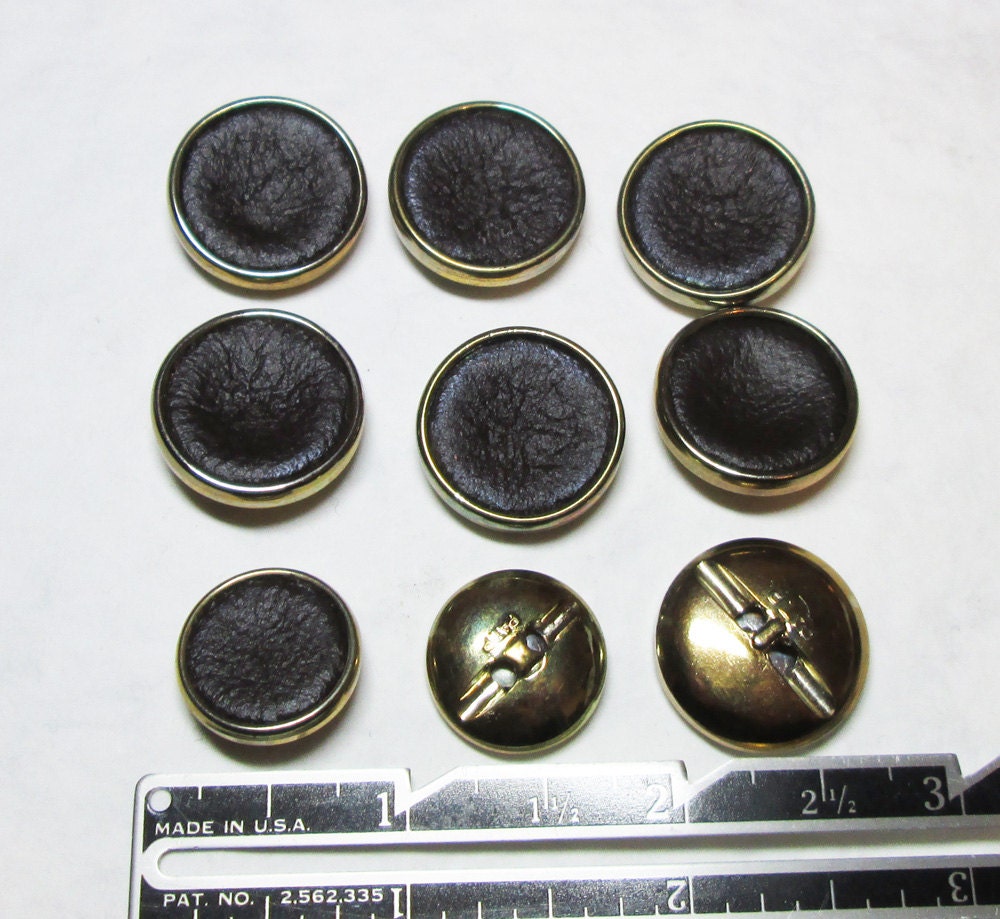 Brown Leather buttons lot of 9 from SonomaStreet on Etsy Studio