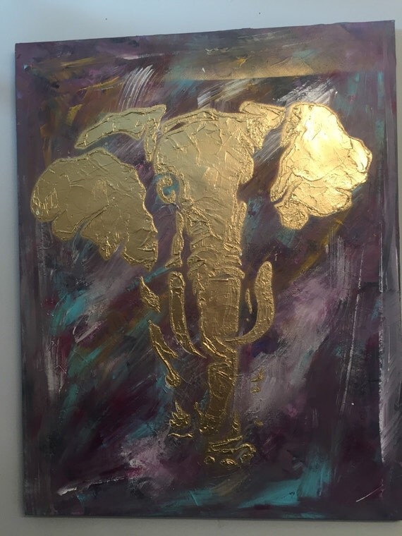 Items similar to Beautiful gold elephant painting on Etsy
