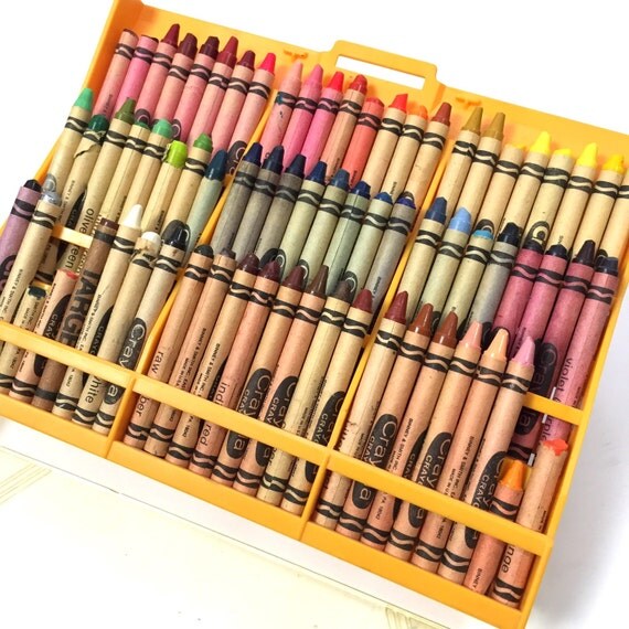 Vintage 1980s 72 Crayola Crayons Case / Partially Used