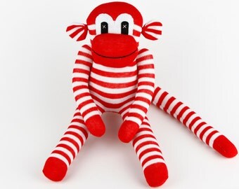 Handmade Original Sock Monkey Stuffed Animal Doll Baby Toys Girls Christmas Gift