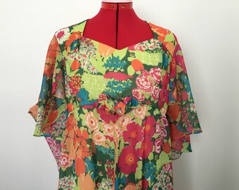 Ladies Floral Maxi Dress with Capelet