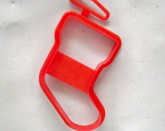 Christmas Stocking Cookie Cutter ~ Red Wilton Cookie Mold - Hard Plastic 3 1/2 “ High Silhouette Sock Cut Out - Mint - Cookie Recipe