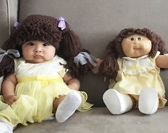 Baby Wig, Cabbage Patch Kid Wig, Cabbage patch inspired hat, Dress up hats for kids, Cabbage Patch Costume, Baby costume, Costumes for kids