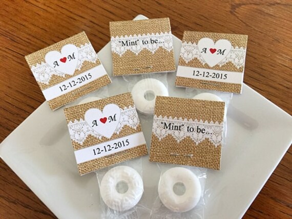 Wedding Mint Favors / Mint to Be / Burlap and Lace / Bridal