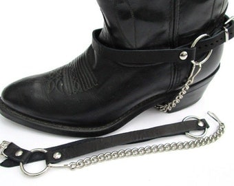 Western Boots Boot Chains Black Leather Harness Straps