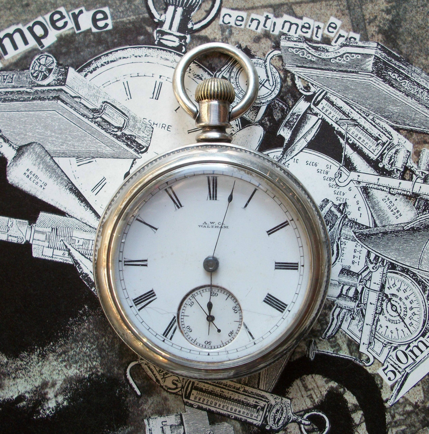 Vtg. Waltham Coin Silver Pocket Watch 18S