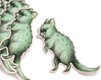 Dino Kitty-Rex - vinyl silkscreen sticker - by Mab Graves -