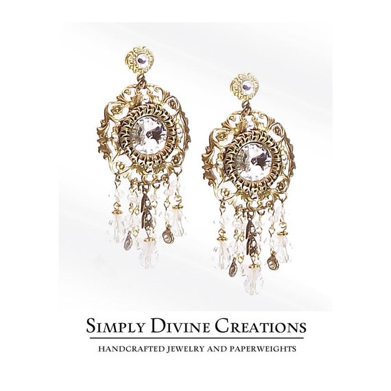 CRYSTAL DREAMS Statement Bridal Earrings by SimplyDivineCreation