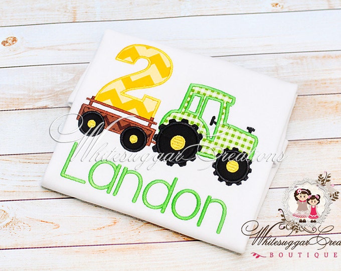 Tractor Birthday Shirt, Custom Embroidered Boy Shirt, Farm Birthday Boy Shirt, First Birthday Outfit, 2nd Birthday Party, Tractor Shirt,