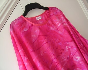 Pink and Fuchsia Silk Poncho Wrap Cape Silk Shawl Women's Clothing