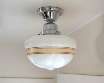 Schoolhouse Ceiling Light Fixture (with Cream and Mocha Painted Bands)