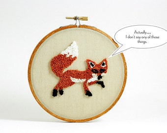 Fox Punch Needle Embroidery Hoop Art Home Decor. Rust and Khaki. Wall Hanging, 5 inch hoop, Woodland Theme, Forest Animal.