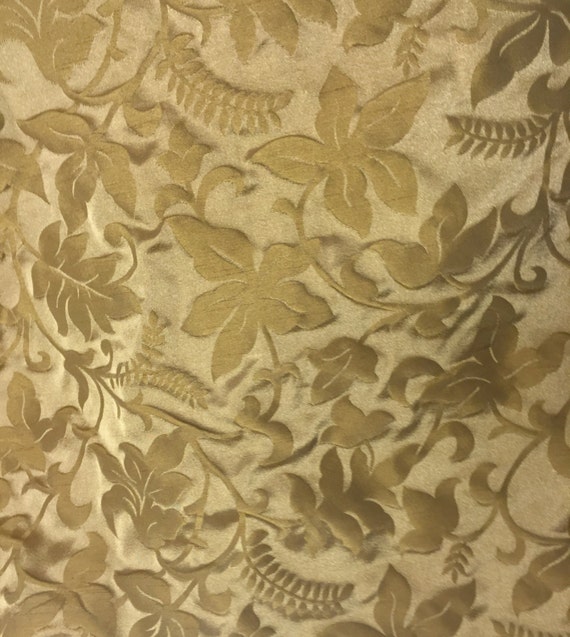 Tone on Tone Gold Damask Jacquard Fabric Old World Damask