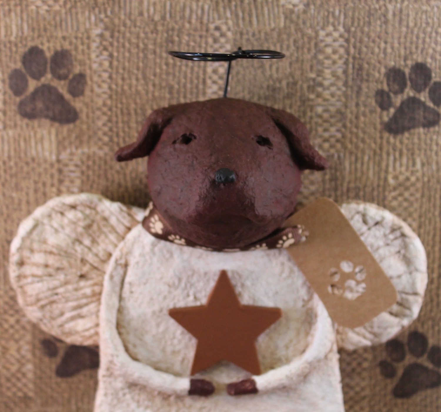 Chocolate Lab Angel OOAK handsculpted from paper macheLab