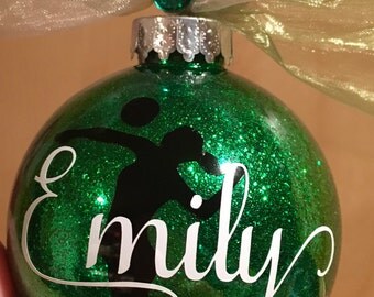 Personalized glitter volleyball ornament