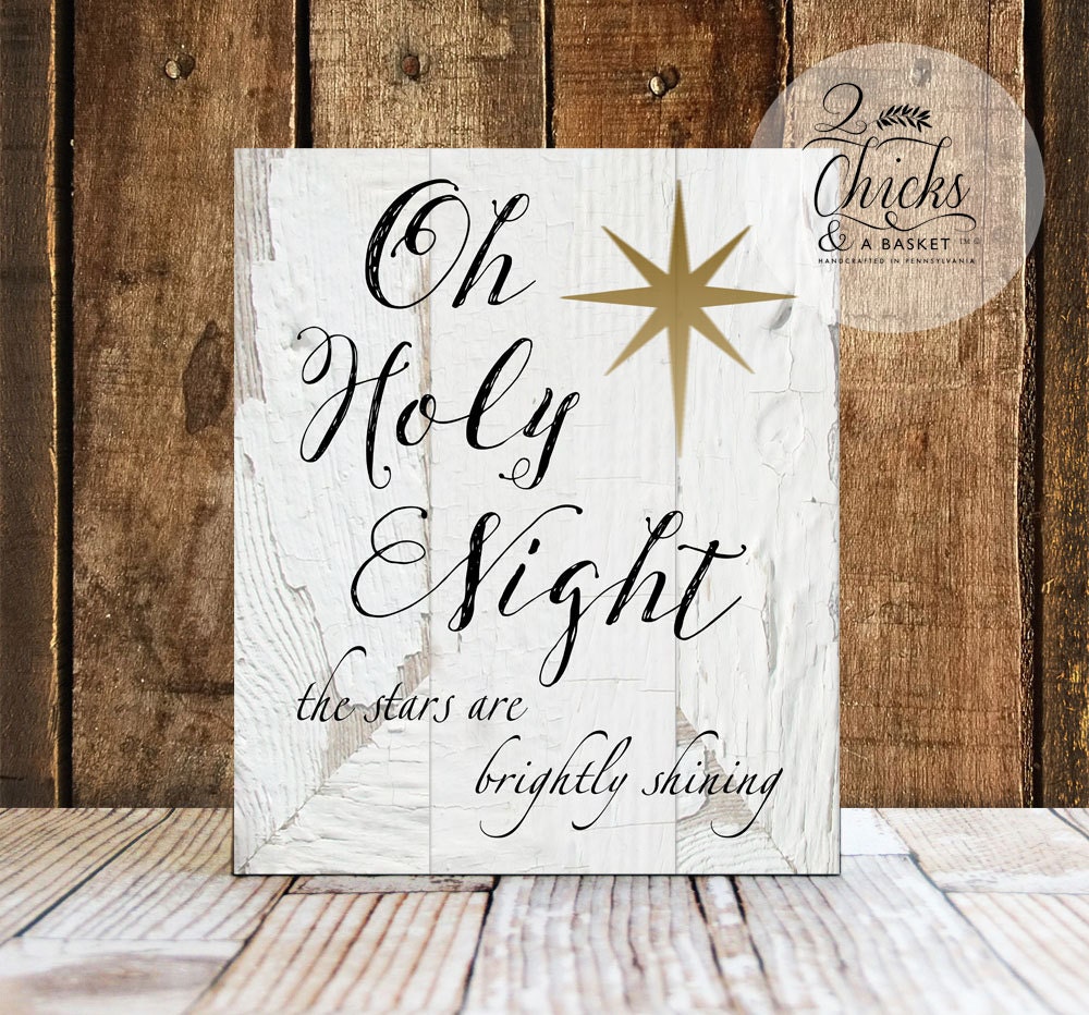 Oh Holy Night Sign Christmas Wall Decor Christmas Wall Sign