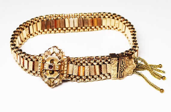 Antique Rolled Gold Bracelet Victorian Mesh Slider Bracelet