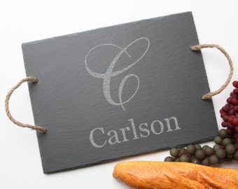 Personalized Slate Cheese Board, Custom Engraved Slate Cheese Board, Monogram, Personalized Serving Board, Wedding Gift, Housewarming D3