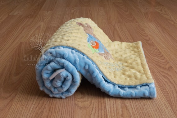 Peter Rabbit Inspired Personalized Minky Baby Blanket Peter