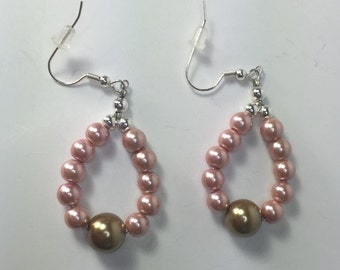 Two Imitation Pearl Earrings With Fancy Ear Wire Hooks and Plastic Ear Backs